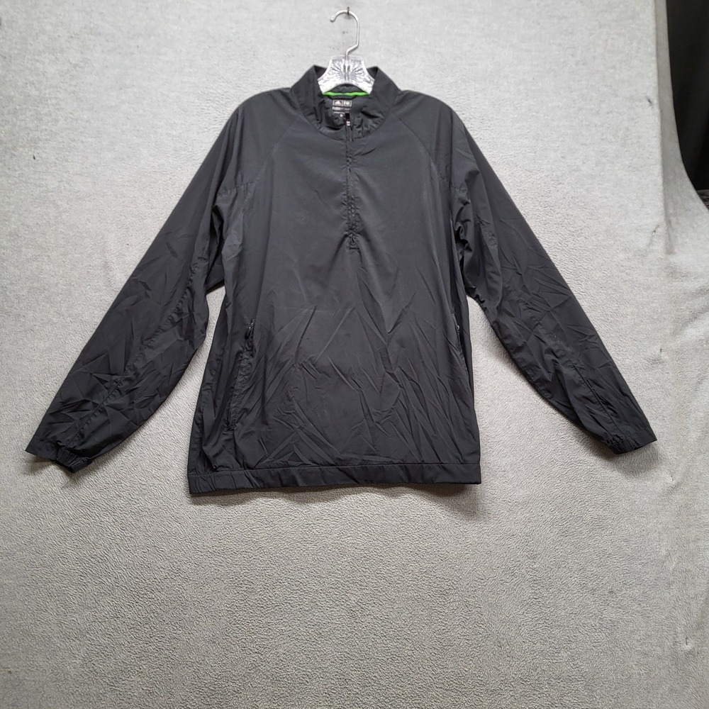 Adidas Men Jacket M Black Windbreaker Climaproof Activewear Logo Long Sleeve